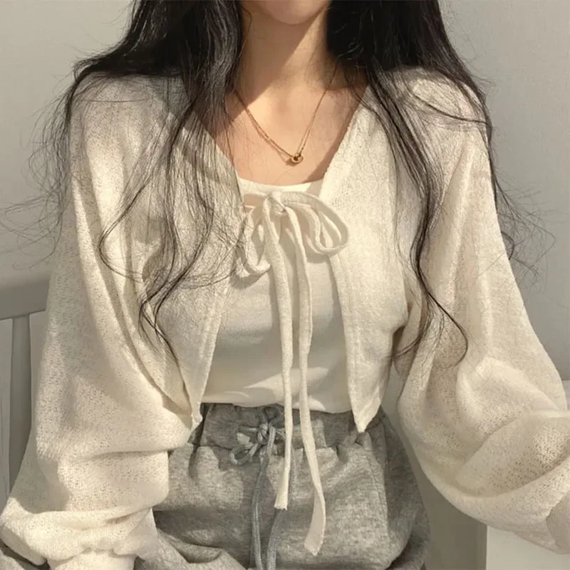 Summer Women Knitted Cardigan  - огляд і ціна Korean Street Fashion Female