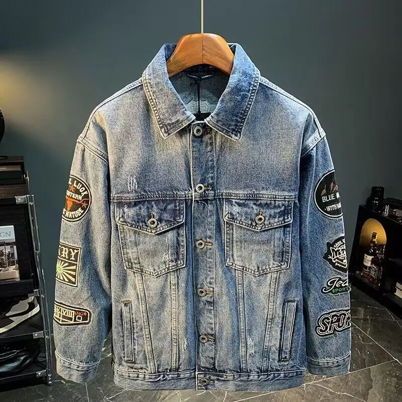 Men High Street Embroidery Pat - огляд і ціна Street Fashion Jacket Men