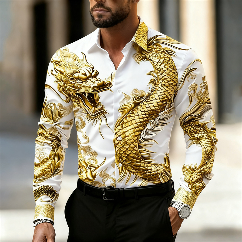 Men's Shirt Long Sleeve Shirt  - огляд і ціна Street Fashion In Chinese