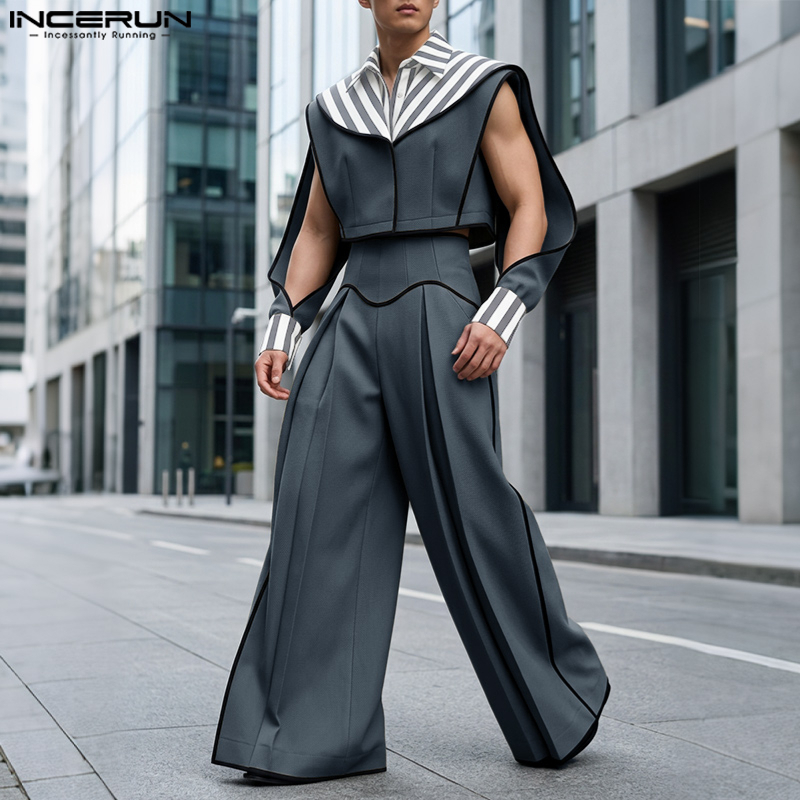 INCERUN Men Sets Patchwork Col - огляд і ціна Street Fashion Jacket Men