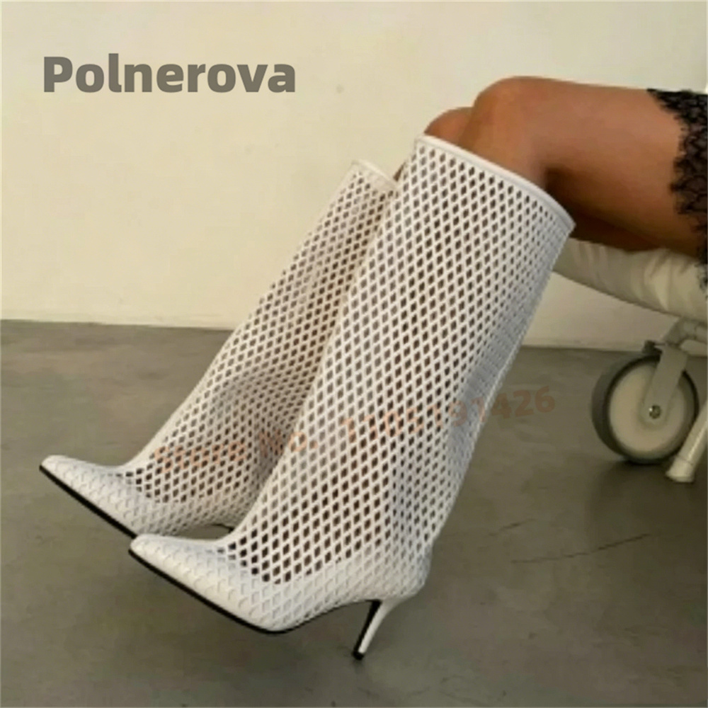 Hollow Out Leather Knee High B - огляд і ціна Street Fashion Female