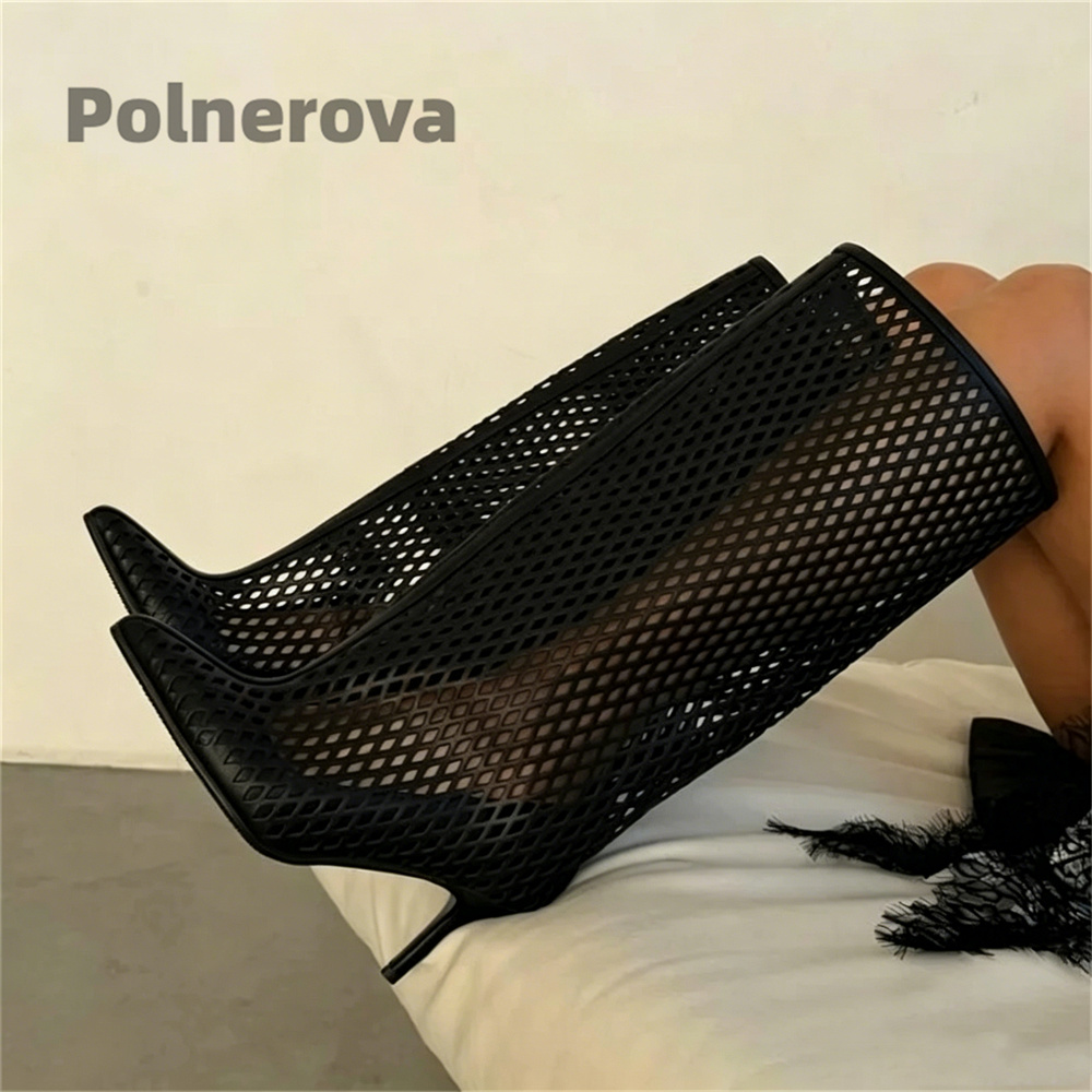 Hollow Out Leather Knee High B - огляд і ціна Street Fashion Female