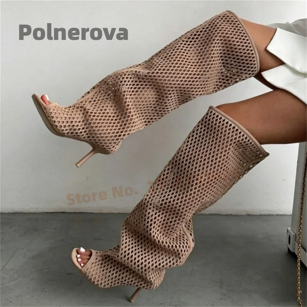 Hollow Out Leather Knee High B - огляд і ціна Street Fashion Female