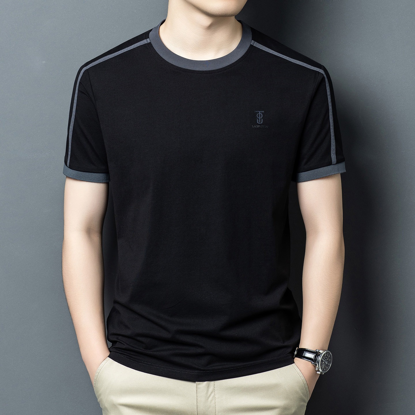 Summer Men's Black T-shirt Hig - огляд і ціна Street Fashion In Chinese