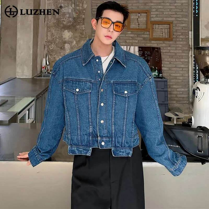 LUZHEN Personality Denim Short - огляд і ціна Street Fashion Jacket Men