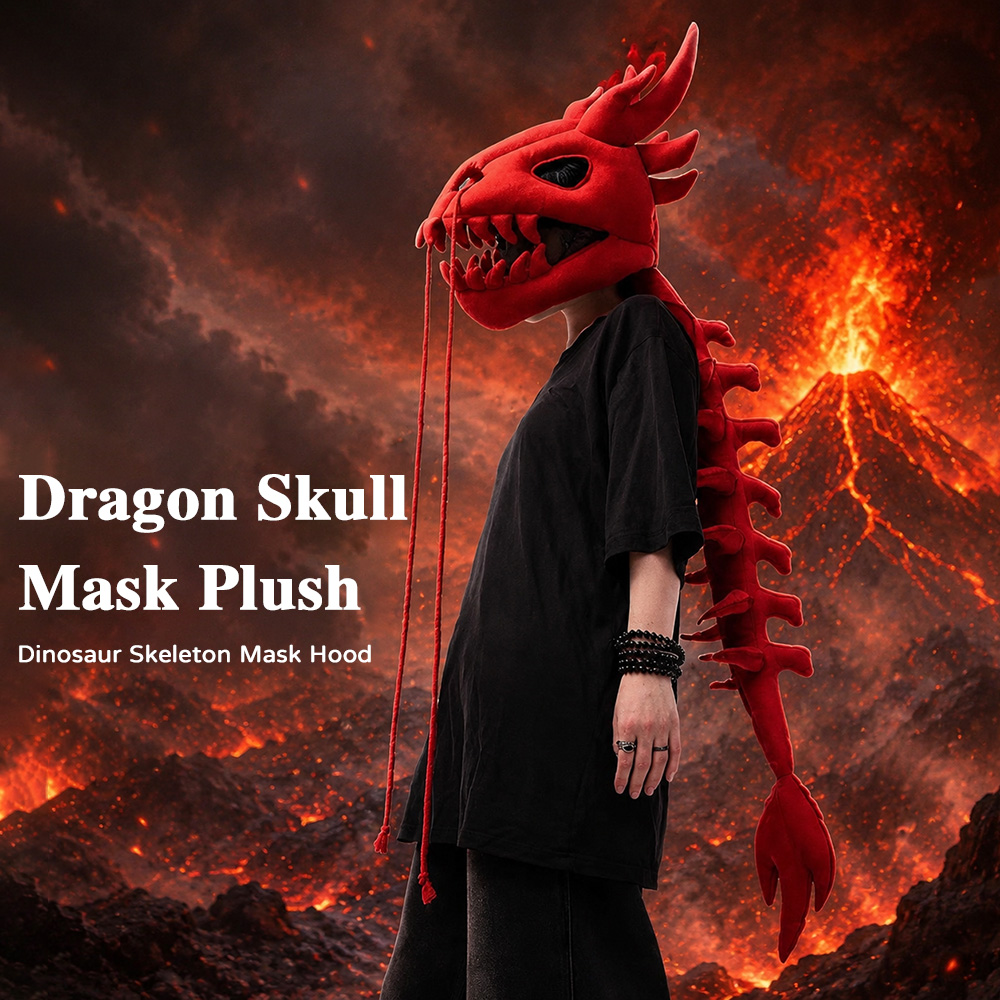 Dragon Skull Spine Plush Hood  - огляд і ціна Street Fashion In Chinese