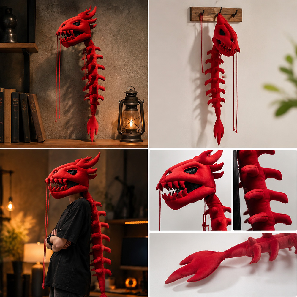 Dragon Skull Spine Plush Hood  - огляд і ціна Street Fashion In Chinese
