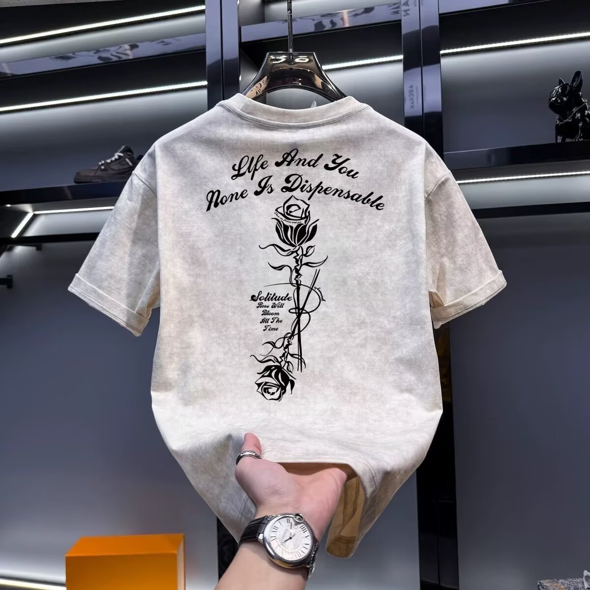 Summer men's khaki T-shirt Hig - огляд і ціна Street Fashion In Chinese